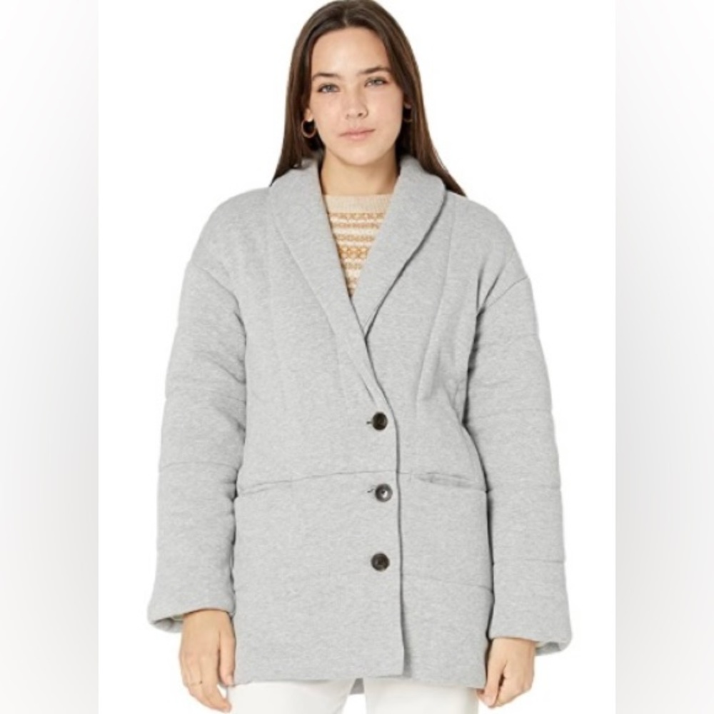 NWT Madewell Women’s Shawl Collar Heathered Grey Puffer Jacket Size S